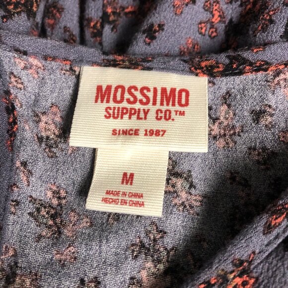Mossimo Peasant Shirt Womens Size Medium Periwinkle Coral Floral Top - Picture 5 of 6